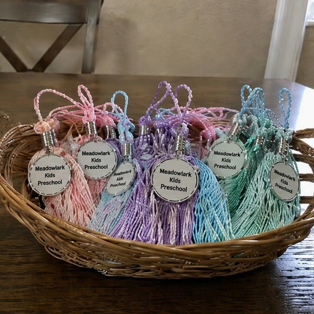 Graduation tassels with logo — customer photo